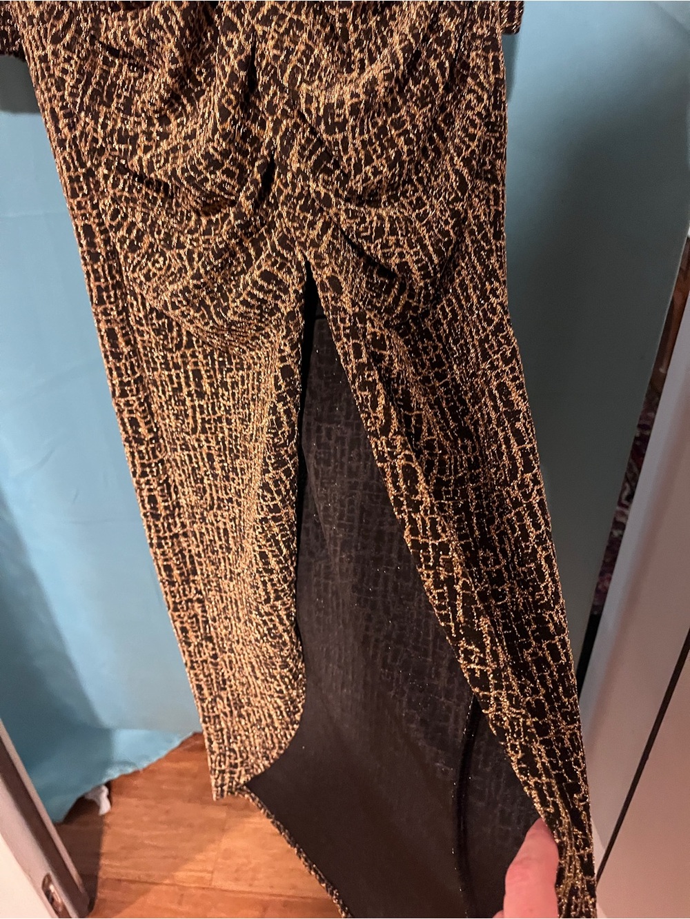 Lulu's Black and Copper Metallic Ruched party dress - Picture 4 of 6